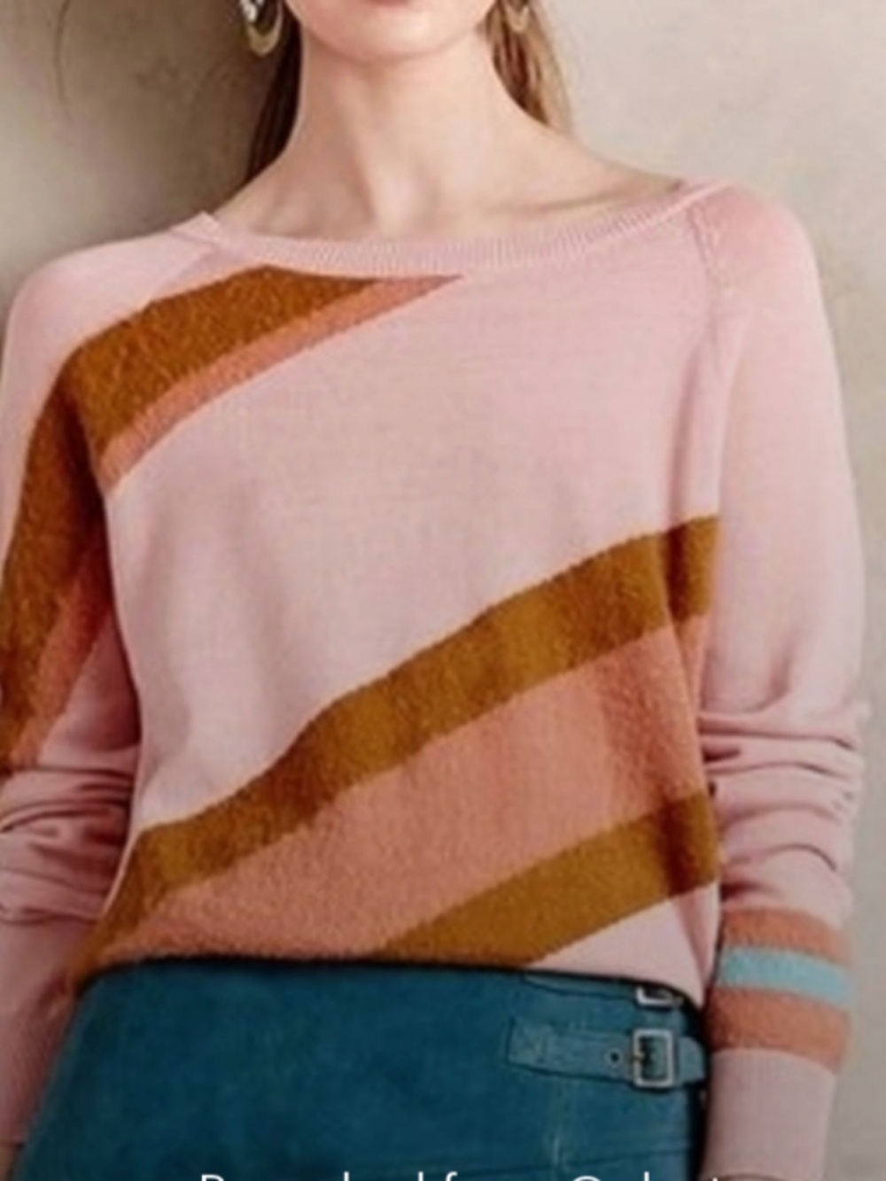 Anthropologie Moth Pink & Brown Striped Sweater XS